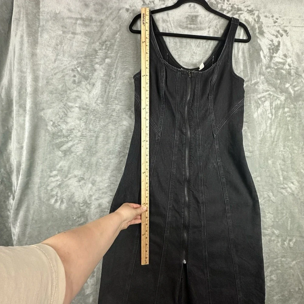 Universal Thread Sleeveless Maxi Dress Women's 10 Black Denim Zip Front